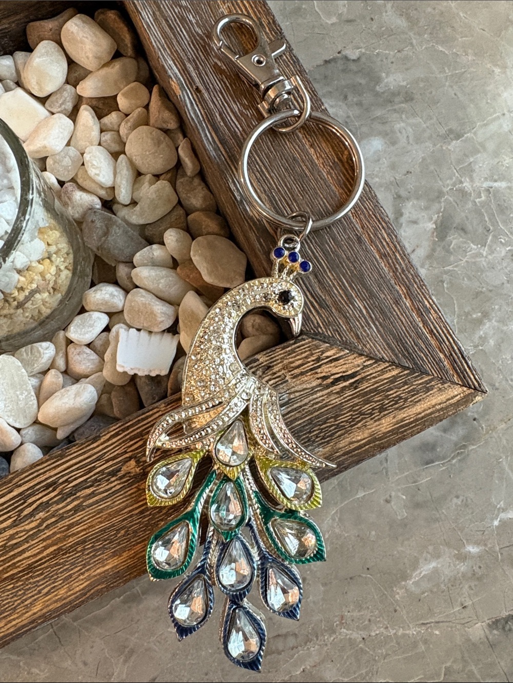 Rhinestone Peacock Bag charm/keychain